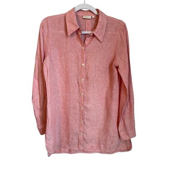 Spartina 449 Womens Size S Callie Linen Long Sleeve Button Up Shirt Coral - Picture 1 of 6
